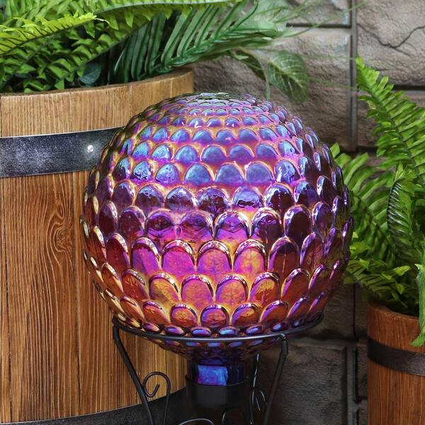 Sunnydaze Garden Gazing Globe Jewel Tone Trellis Red Glass Orb Lawn Decor 10" 