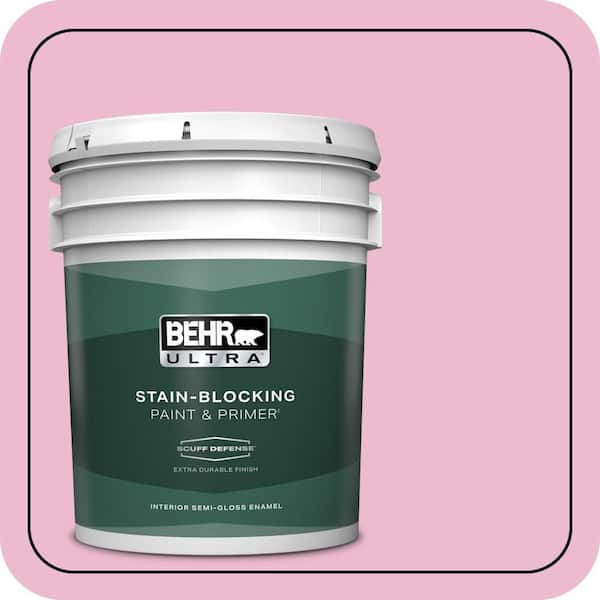 BEHR ULTRA 5 gal. #P130-2A Dainty Pink Extra Durable Semi-Gloss Enamel Interior Paint & Primer