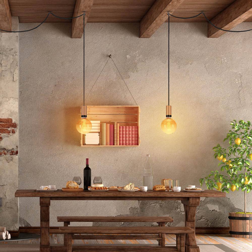 Vintage Elegance 10ft Matte Black Pendant Light Cord Kit