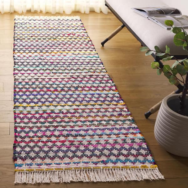 Montauk 2 ft. x 8 ft. Red/Blue Striped Geometric Fringe Runner Rug