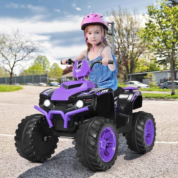 12-Volt Kids 4-Wheeler ATV Quad Ride-On Car with LED Light and Music Purple