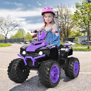 12-Volt Kids 4-Wheeler ATV Quad Ride-On Car with LED Light and Music Purple