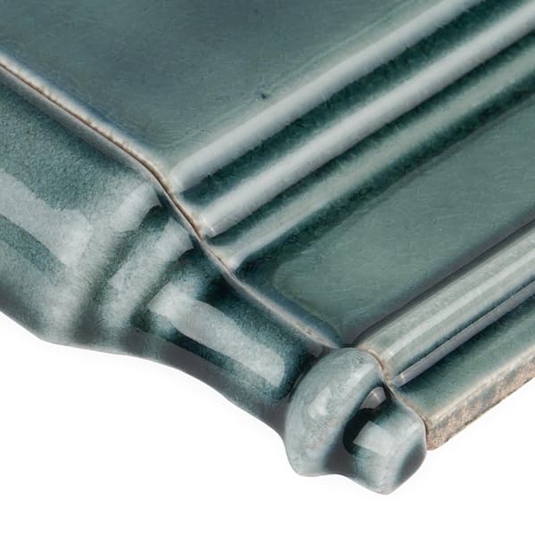 Delphi Deep Emerald 1 in. x 6 in. Polished Ceramic Corner Base Molding Tile