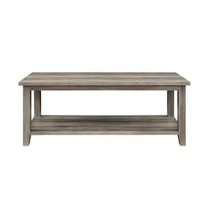 48 in. Grey Wash Rectangle Wood Classic Coffee Table with Lower Shelf