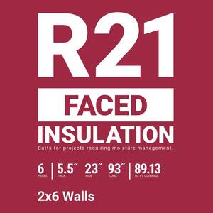 R-21 Kraft Faced Fiberglass Insulation Batt 23 in. x 93 in. (10-Bags)