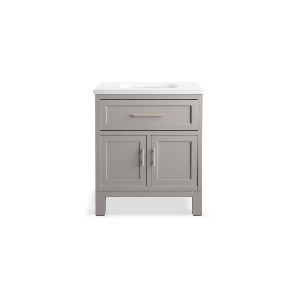 Quo 30" Mohair Grey Freestanding Bathroom Vanity with Quartz Top
