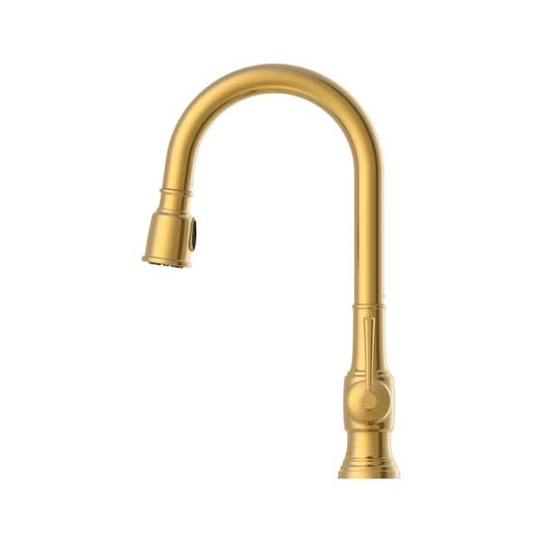 Hoyt Single Handle Pull-Down Sprayer Kitchen Faucet in Brushed Gold