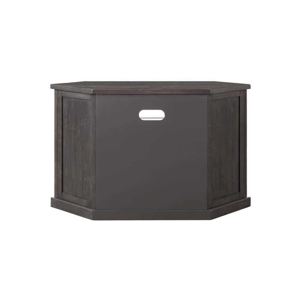 Gray 50" Solid Wood Corner TV Stand with Cabinet