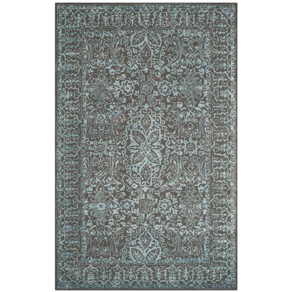 SAFAVIEH Glamour Blue/Dark Gray 5 ft. x 8 ft. Border Area Rug