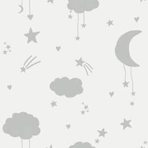 NEXT Moon and Stars Grey Removable Non-Woven Paste the Wall Wallpaper