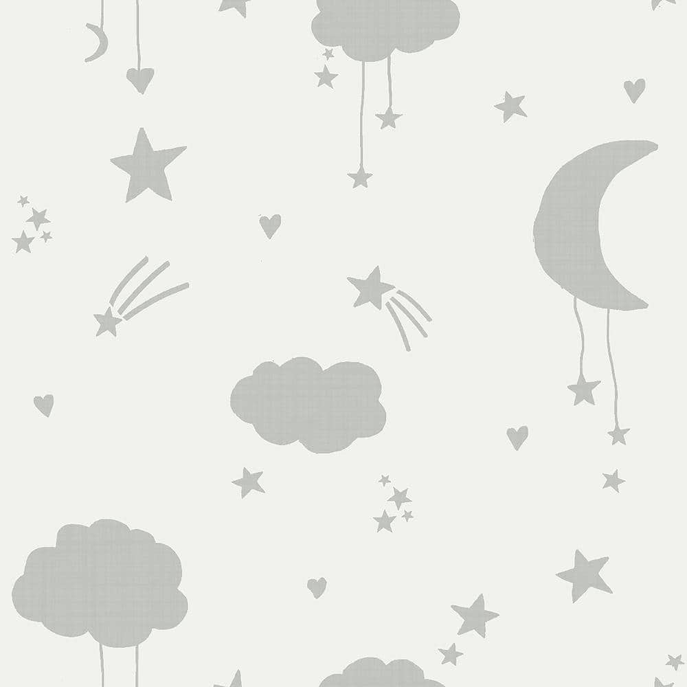 Graham & Brown Moon and Stars Grey Removable Wallpaper Sample 11833294 - The Home Depot