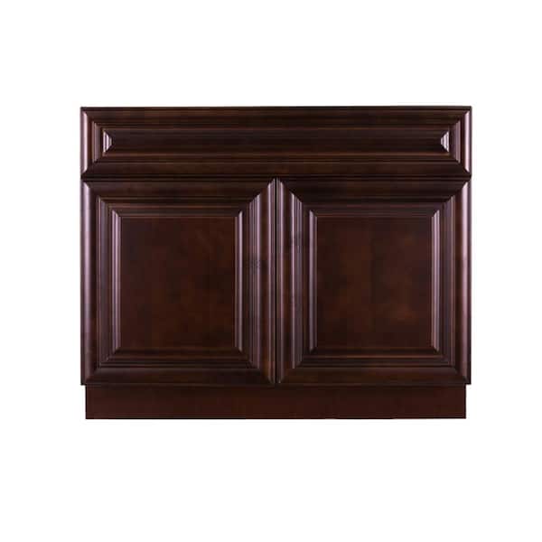 LIFEART CABINETRY Edinburgh Espresso Plywood Raised Panel Stock Assembled Sink Base Kitchen Cabinet (39 in. W x 34.5 in. H x 24 in. D)