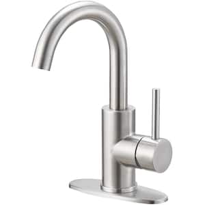 Single Hole Single-Handle Bar Faucet With Swivel Spout in Stainless Steel