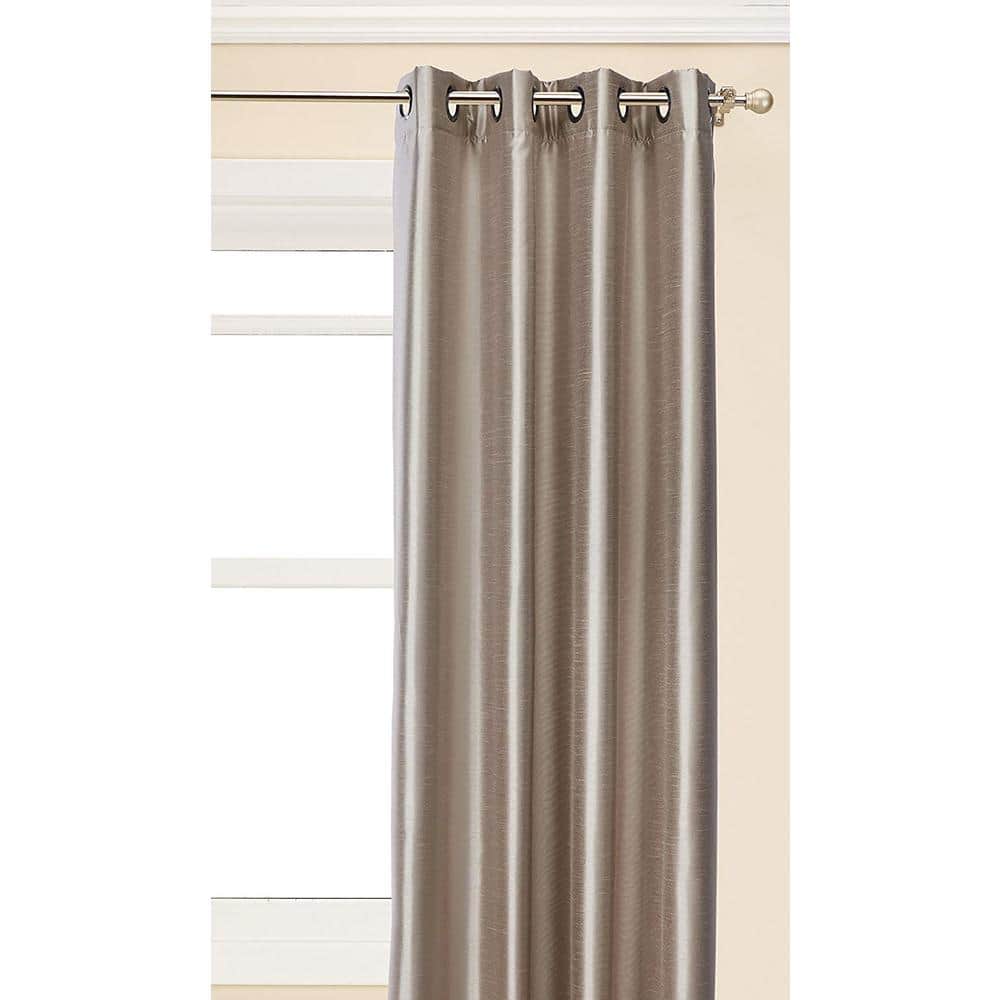 Sand Faux Silk Room-Darkening Grommet Curtain Panel 50" x 84"