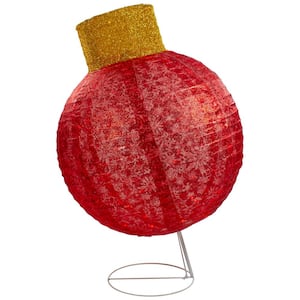 38 in. LED Lighted Twinkling Red Tinsel Ornament Outdoor Christmas Decoration