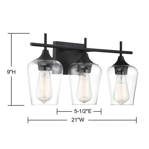 Octave Black and Clear Glass 3-Light Vanity Fixture