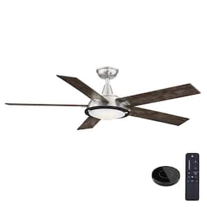 Merienda 56 in. LED Brushed Nickel Ceiling Fan with Light and Remote Control works with Google and Alexa