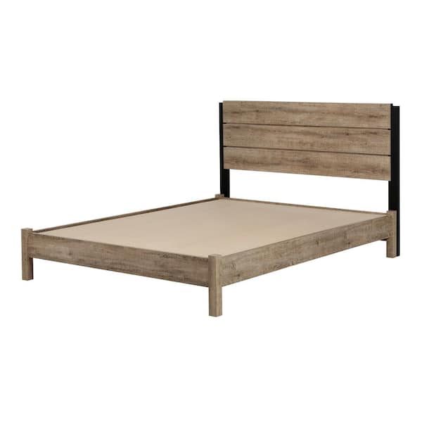 South Shore Munich Brown Particle Board Frame Queen Panel Bed With ...