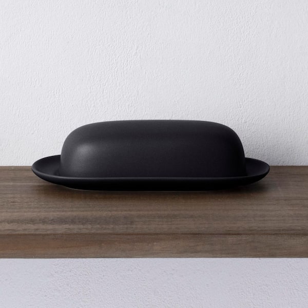 Colorwave Graphite 8.5 in. (Black) Stoneware Covered Butter Dishes