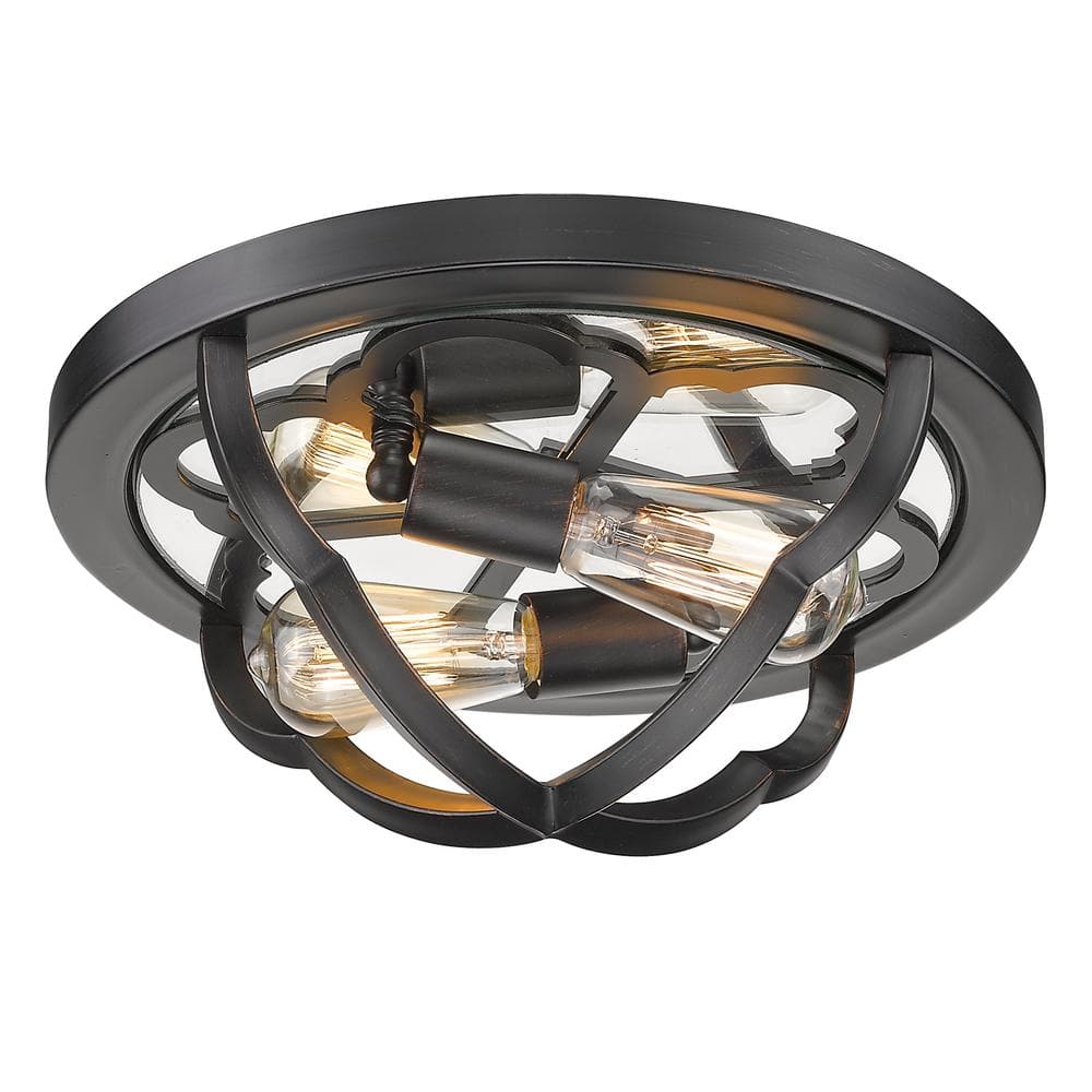 Smithsonian Saxon Aged Bronze Flush Mount with Reflective Glass
