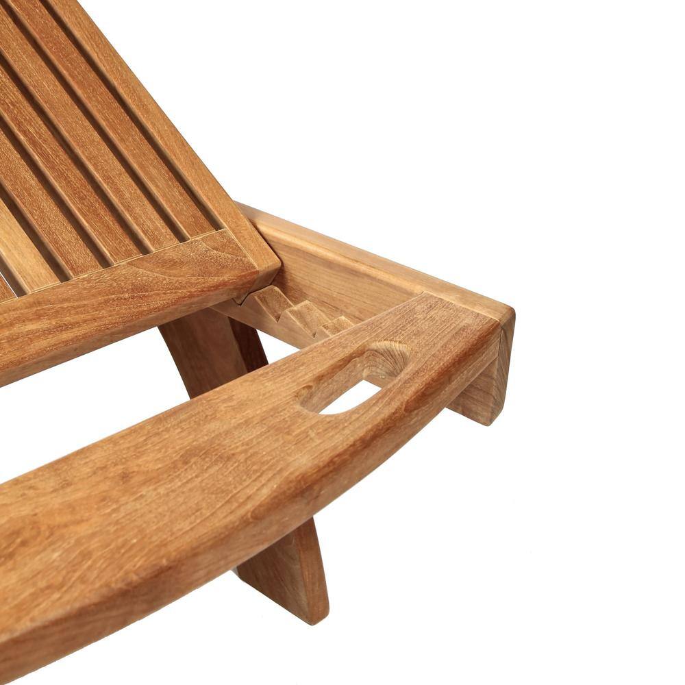 Adjustable Teak Armless Outdoor Chaise Lounger