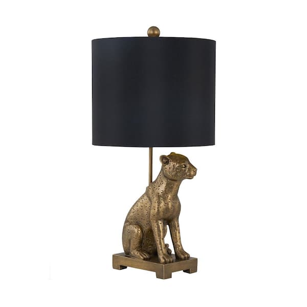 23.5 in. Bronzed Novelty Table Lamp with Black Silk