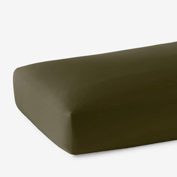 Company Cotton Garment Wash Olive Cotton Percale Queen Fitted Sheet