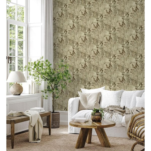Porto Santo Toile Rattan Vinyl Peel and Stick Wallpaper Roll (Covers 30.75 sq. ft. )
