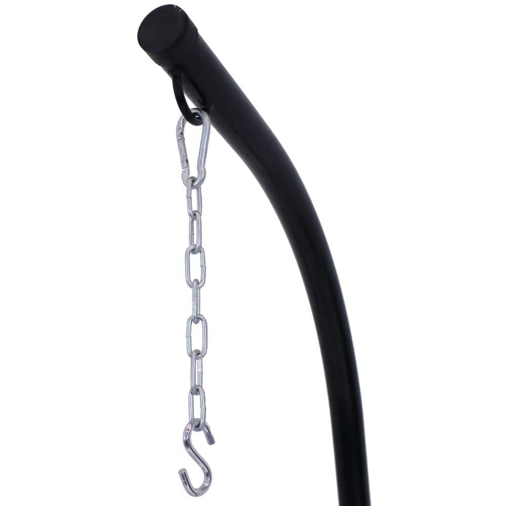 Black Powder-Coated Steel C-Stand Hammock Chair Stand