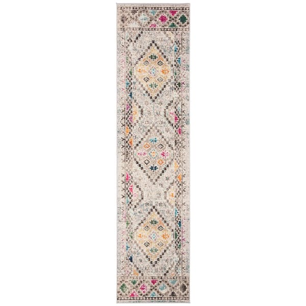 SAFAVIEH Madison Gray/Yellow 2 ft. x 6 ft. Geometric Runner Rug