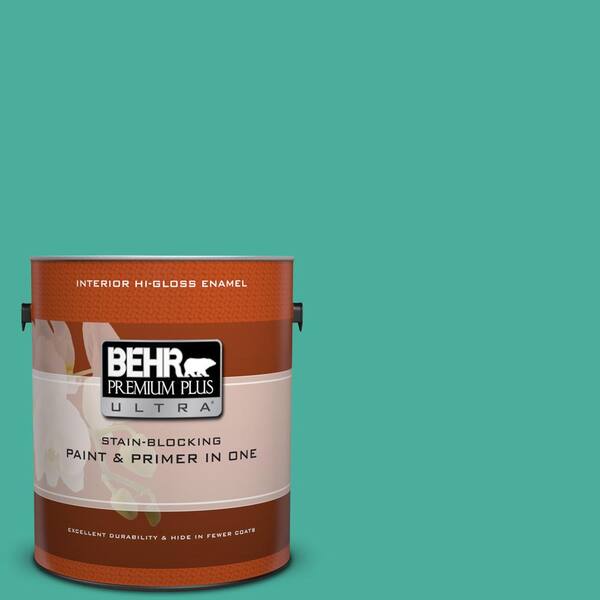 BEHR Premium Plus Ultra 1 gal. #P440-5 Water Park Hi-Gloss Enamel Interior Paint and Primer in One