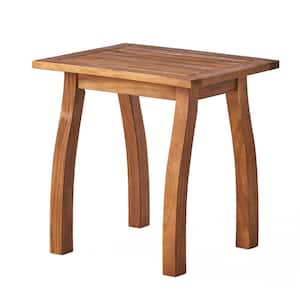 Teak Rectangular Acacia Wood Outdoor Side Table 19.25 in. Height Outdoor Accent End Table
