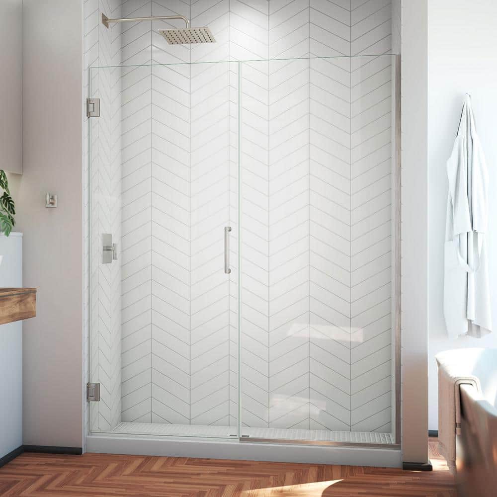 Unidoor Plus 61" Frameless Clear Glass Hinged Shower Door