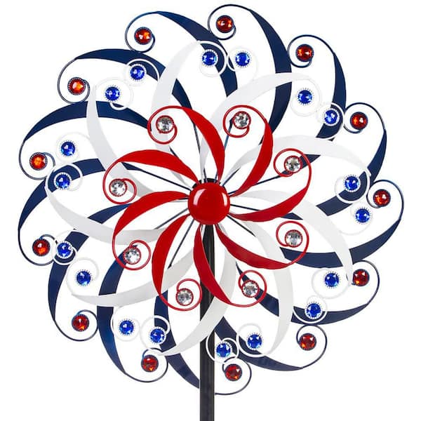 Unbranded 20 in. Dia Metal Patriotic Wind Sculpture Spinner