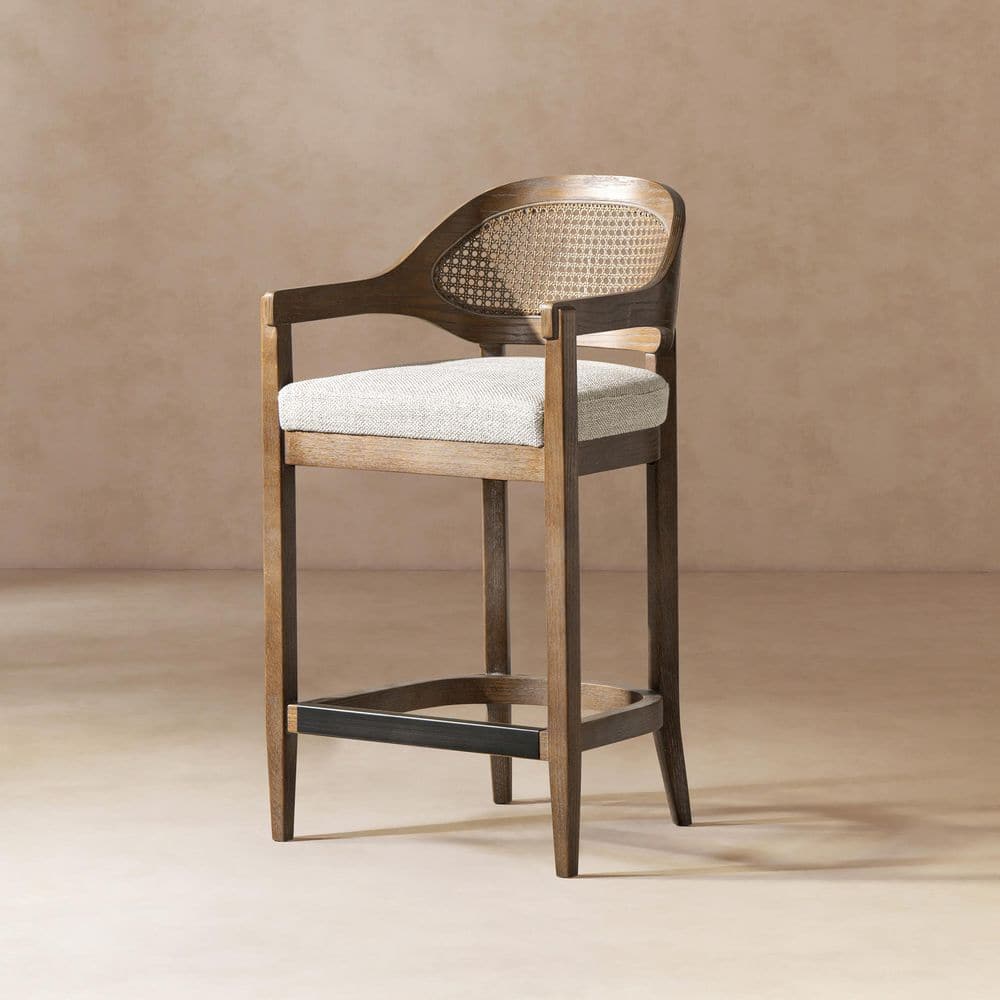 Jennifer Taylor Americana 36.5 in. Cane Back Wood Frame Counter-Height ...