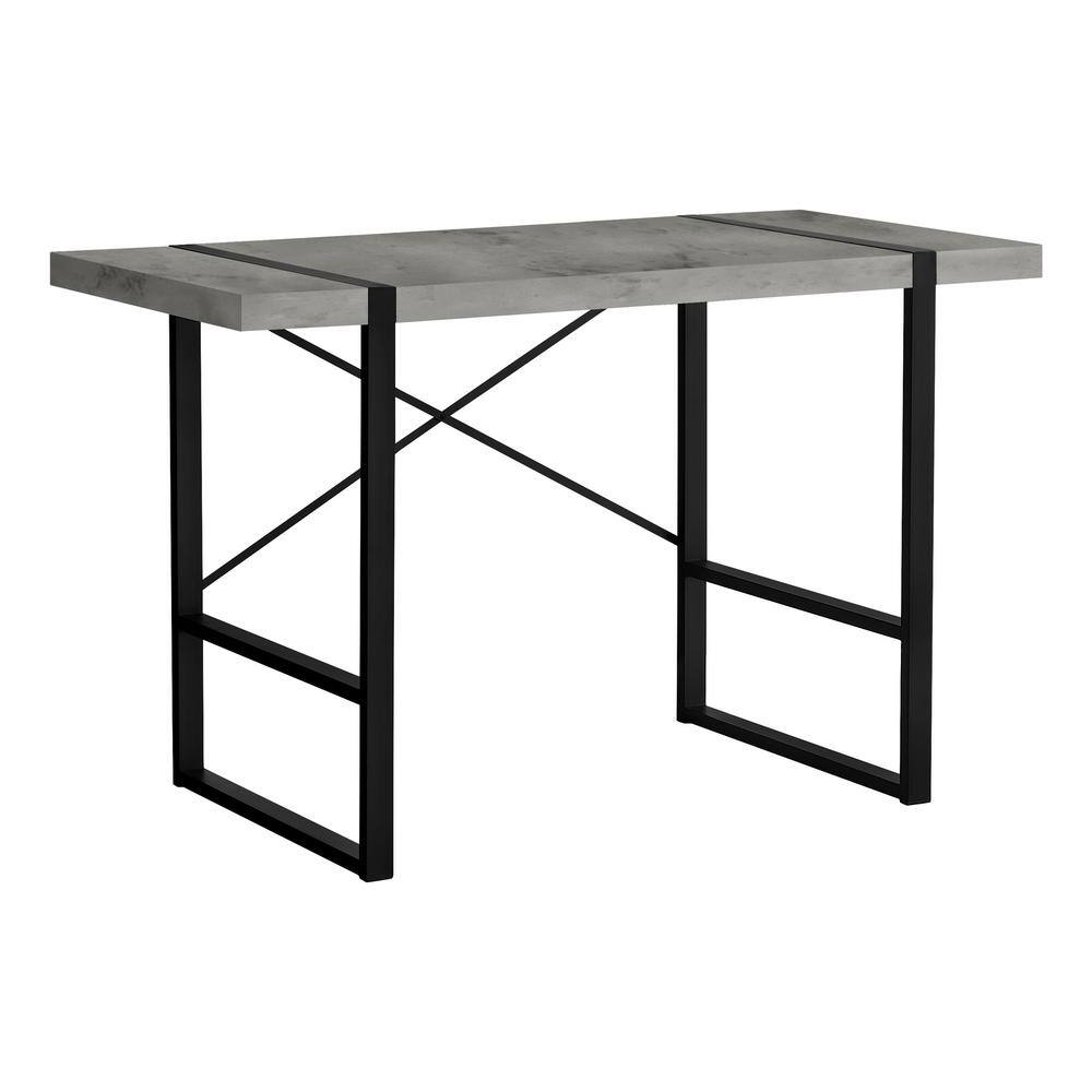 COMPUTER DESK - THICK-PANEL DESKTOP / INSET METAL LEGS - 48L - GREY CONC