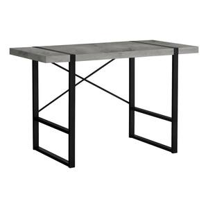 COMPUTER DESK - THICK-PANEL DESKTOP / INSET METAL LEGS - 48''L - GREY CONCRETE-LOOK / BLACK
