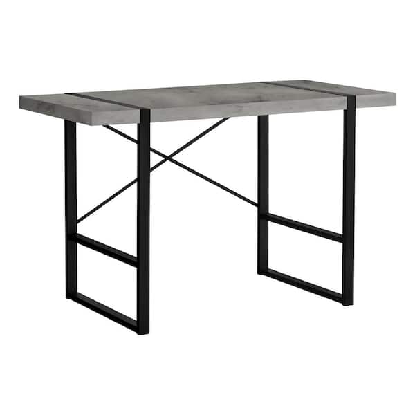 Unbranded COMPUTER DESK - THICK-PANEL DESKTOP / INSET METAL LEGS - 48"L - GREY CONCRETE-LOOK / BLACK