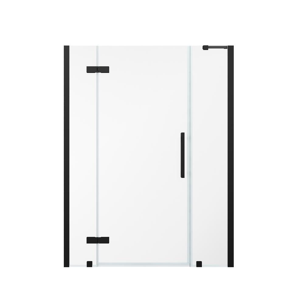 Endless 72"H x 58"W Black Frameless Hinged Shower Door