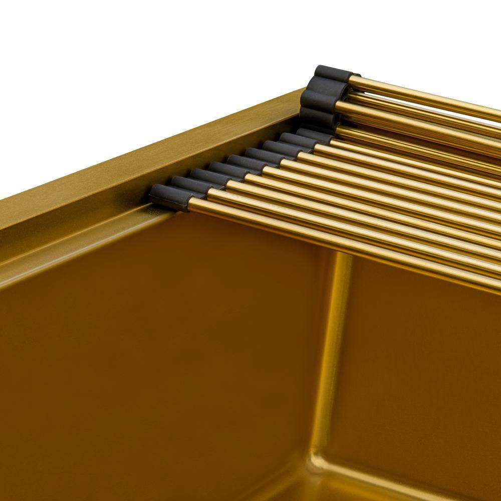 Matte Gold Stainless Steel 27" Workstation Undermount Kitchen Sink
