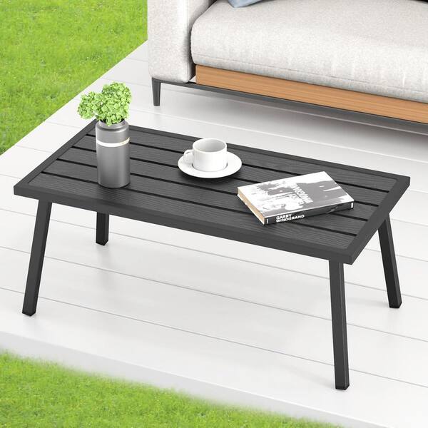 Black Rectangular Metal Outdoor Coffee Table L083121QC1 - The Home