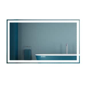 60 in. W x 36 in. H Large Rectangular Frameless Wall Anti-Fog Bathroom Vanity Mirror in Silver with Memory Dimmer