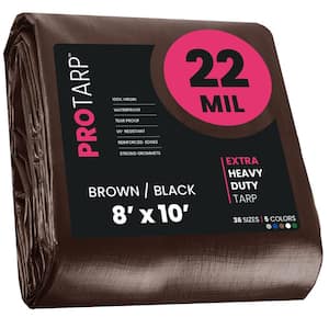 8 ft. x 10 ft. Brown/Black 22 Mil Heavy Duty Polyethylene Tarp, Waterproof, UV Resistant, Rip and Tear Proof