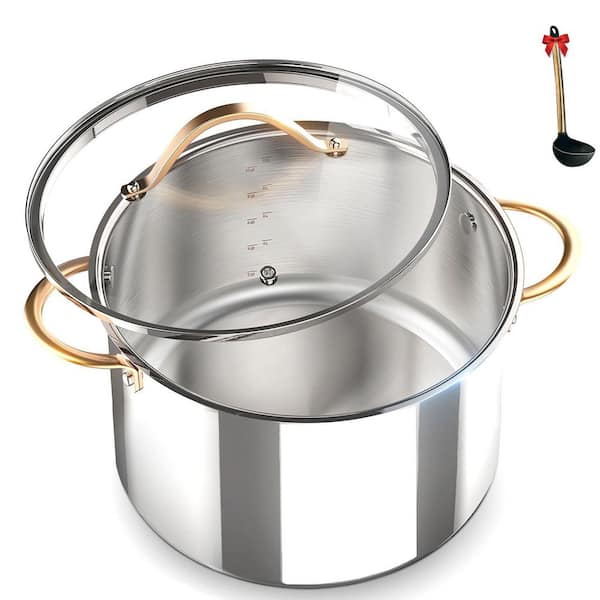 6 Quart Enameled Cast Iron Nonstick Stock Pot with Lid, Dual Handles, Oven Safe, White, 1 Piece