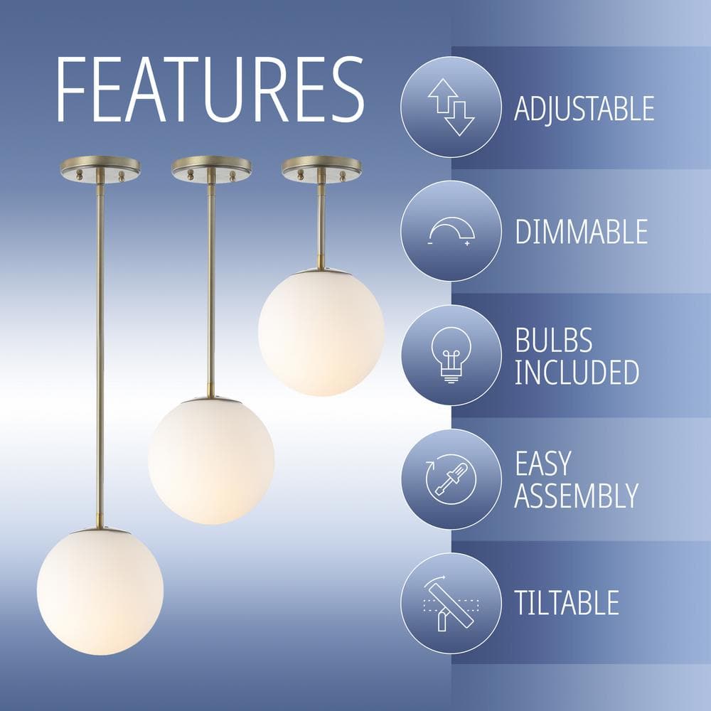 Bleecker 7.75" White Glass Globe LED Pendant Light