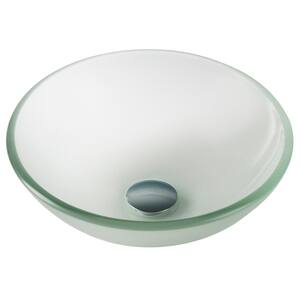 14 in. Glass Vessel Sink in Frosted