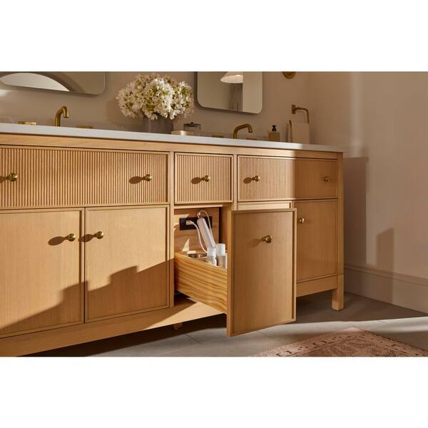 KOHLER Malin 37in. Single Sink Freestanding White Oak Bath Vanity with White Quartz Top Assembled