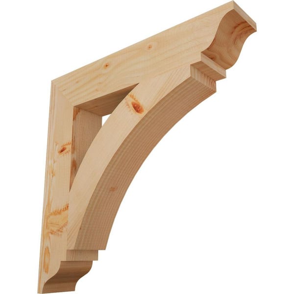 Ekena Millwork 3.5 in. x 22 in. x 22 in. Douglas Fir Thorton Traditional Smooth Bracket