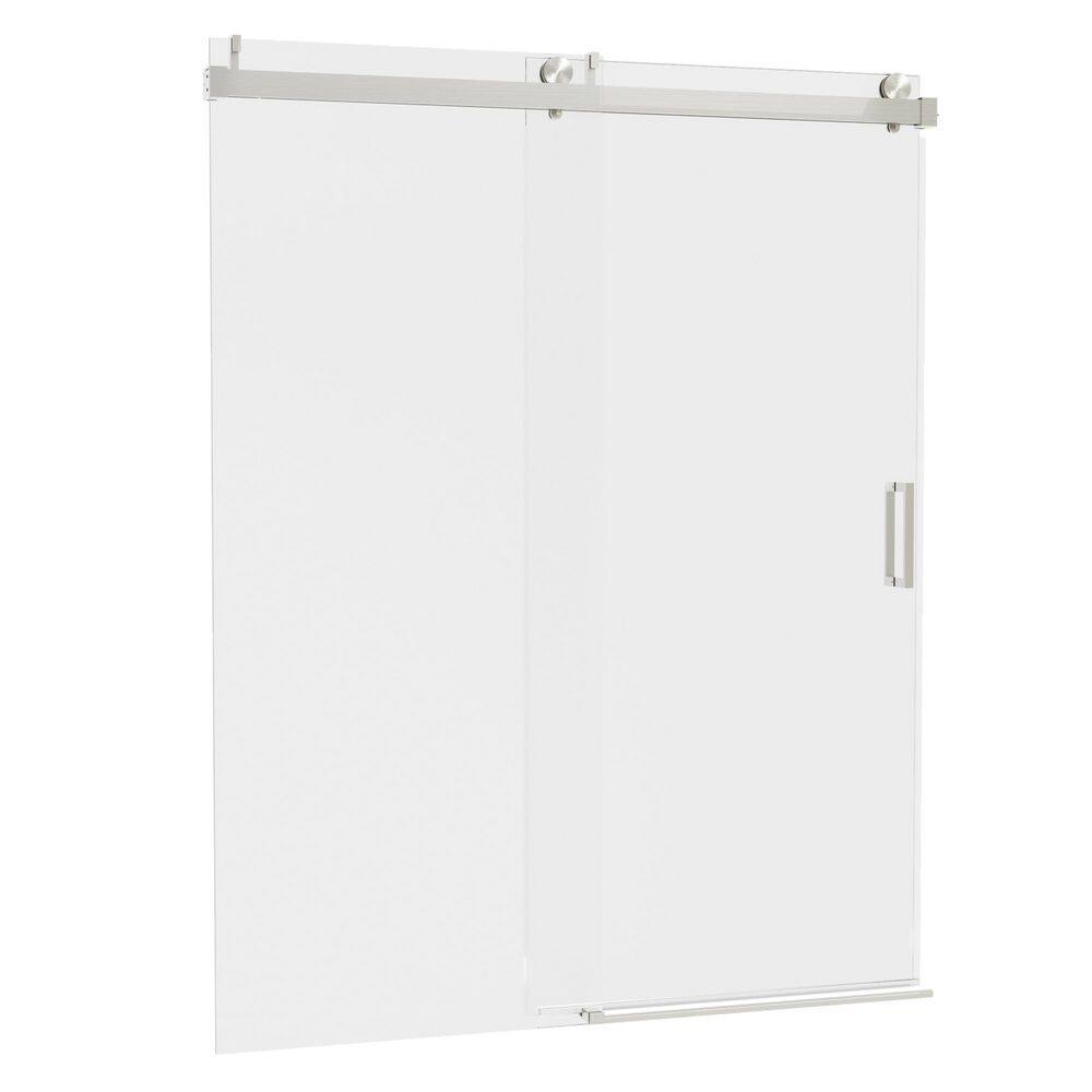 56-60 in. W x 76 in. H Single Sliding Frameless Soft-closing Shower Door with Tempered Glass in Brushed Nickel price history on PriceWatchPro