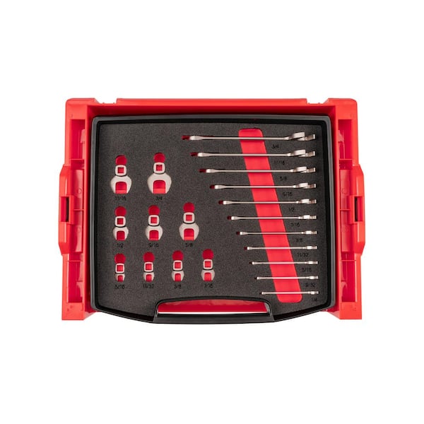 1/4-3/4 in. Angle Head and Crowfoot Wrench Set with Open Top Drawer and Rack (20-Piece)